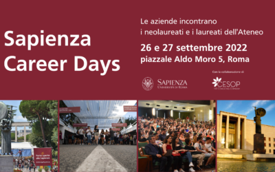 Arrivano i “Sapienza Career Days” 26 e 27 settembre: l’evento ufficiale di Sapienza in collaborazione con Cesop