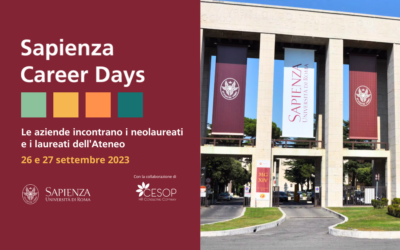 Si rinnova per il secondo anno consecutivo l’appuntamento con Sapienza Career Days di Ateneo: 26 e 27 settembre